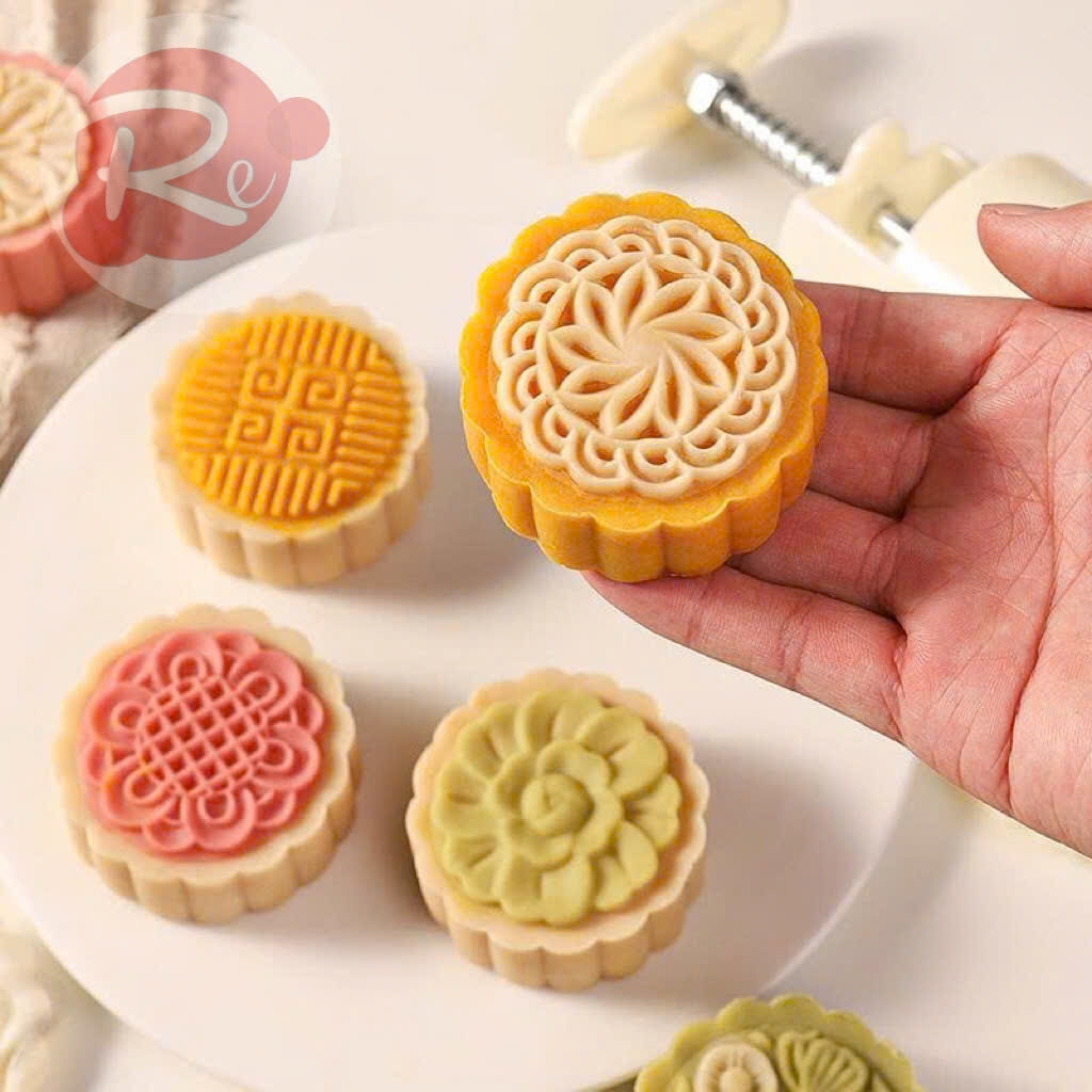 {75GRAM} Khuôn ấn bánh trung thu - Bộ 6 hoa