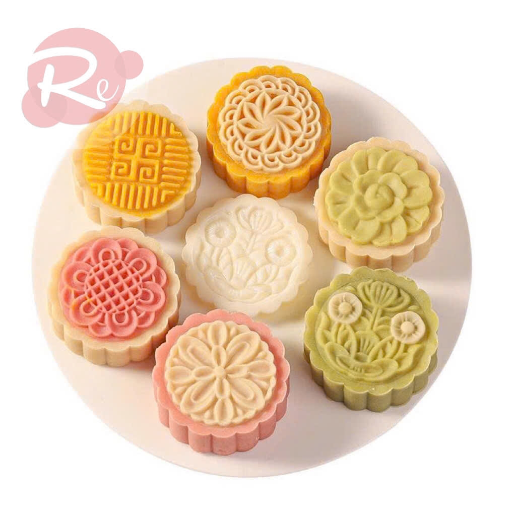 {75GRAM} Khuôn ấn bánh trung thu - Bộ 6 hoa