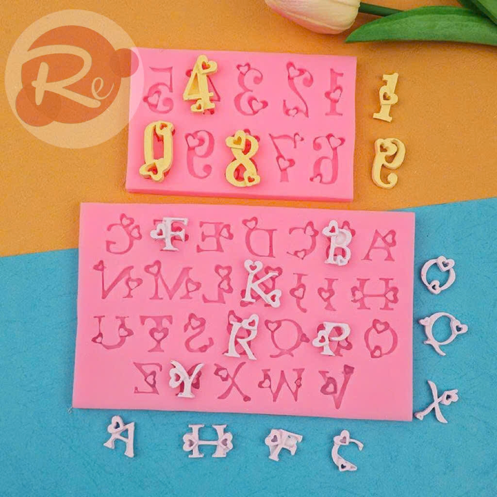 Khuôn Silicon - Bộ 2 chữ trái tim