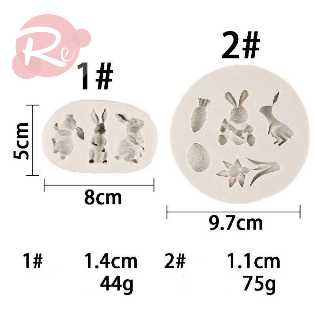 Khuôn Silicon - Bộ 2 thỏ và cà rốt