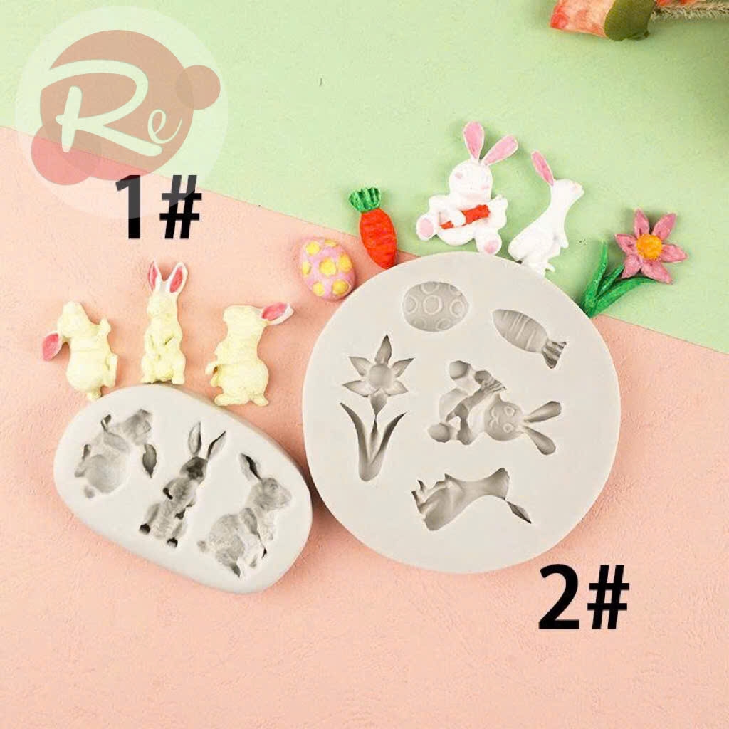Khuôn Silicon - Bộ 2 thỏ và cà rốt