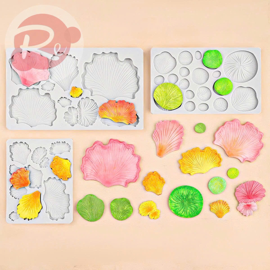 Khuôn Silicon - Bộ 3 khuôn lá sen, lá bạch quả
