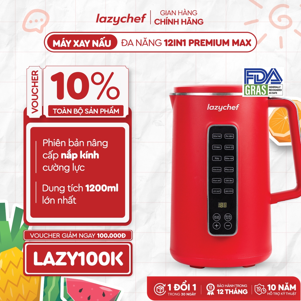 |CÓ GIỌNG NÓI TIẾNG VIỆT| MÁY XAY NẤU ĐA NĂNG 12IN1 PREMIUM MAX, MÁY LÀM SỮA HẠT CHỐNG TRÀO - CHỐNG TRÀN 12IN1 PREMIUM MAX THẾ HỆ MỚI LAZYCHEF