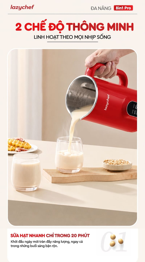 MÁY XAY NẤU ĐA NĂNG 8IN1 LAZYCHEF LC-05SH – INOX 316L CAO CẤP , 12 LƯỠI DAO ĐA TẦNG CÔNG NGHỆ ĐỨC