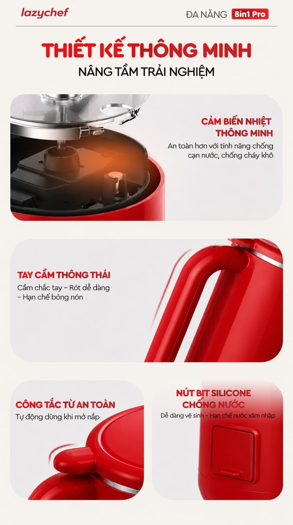 MÁY XAY NẤU ĐA NĂNG 8IN1 LAZYCHEF LC-05SH – INOX 316L CAO CẤP , 12 LƯỠI DAO ĐA TẦNG CÔNG NGHỆ ĐỨC