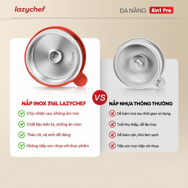 MÁY XAY NẤU ĐA NĂNG 8IN1 LAZYCHEF LC-05SH – INOX 316L CAO CẤP , 12 LƯỠI DAO ĐA TẦNG CÔNG NGHỆ ĐỨC