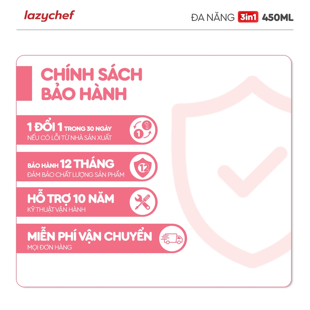 [PHIÊN BẢN MÀU HỒNG MỚI NHẤT] MÁY XAY TÍCH ĐIỆN ĐA NĂNG 3IN1 LAZYCHEF 450ML