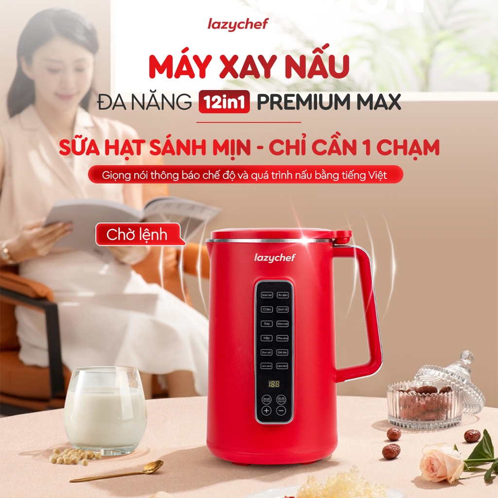 |CÓ GIỌNG NÓI TIẾNG VIỆT| MÁY XAY NẤU ĐA NĂNG 12IN1 PREMIUM MAX TÍCH HỢP GIỌNG NÓI LAZYCHEF