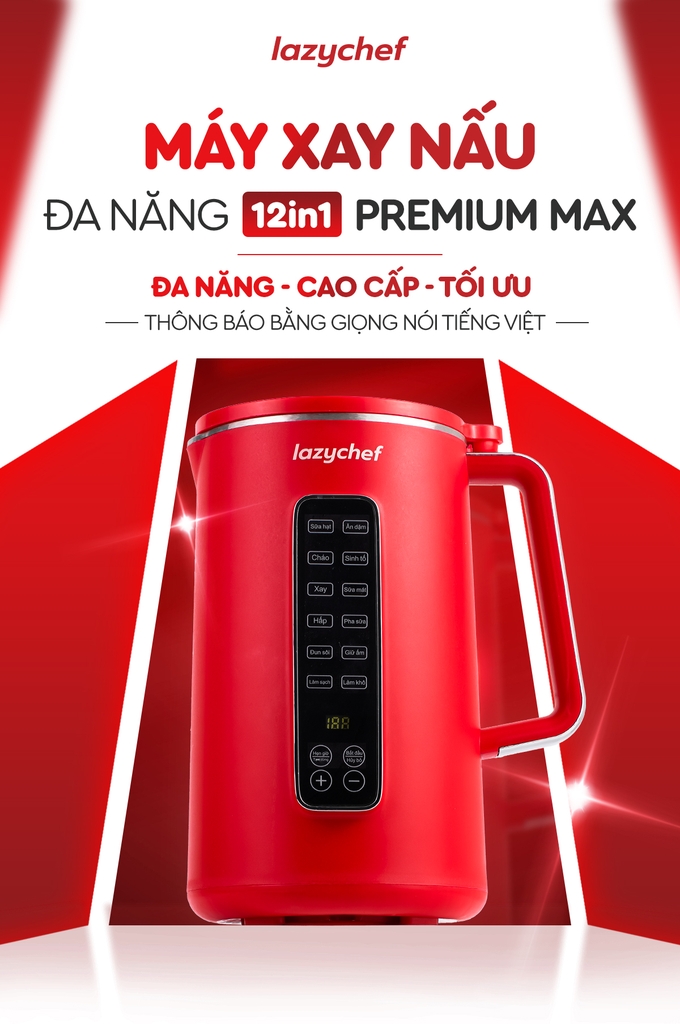 |CÓ GIỌNG NÓI TIẾNG VIỆT| MÁY XAY NẤU ĐA NĂNG 12IN1 PREMIUM MAX TÍCH HỢP GIỌNG NÓI LAZYCHEF