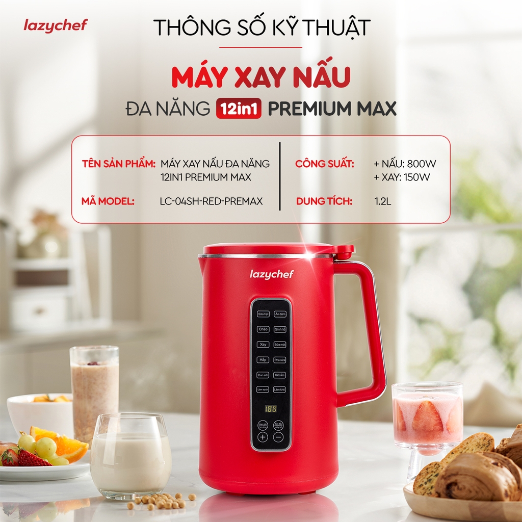 |CÓ GIỌNG NÓI TIẾNG VIỆT| MÁY XAY NẤU ĐA NĂNG 12IN1 PREMIUM MAX TÍCH HỢP GIỌNG NÓI LAZYCHEF