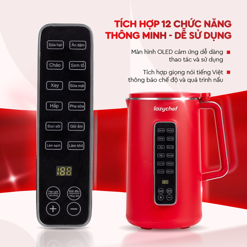 |CÓ GIỌNG NÓI TIẾNG VIỆT| MÁY XAY NẤU ĐA NĂNG 12IN1 PREMIUM MAX TÍCH HỢP GIỌNG NÓI LAZYCHEF