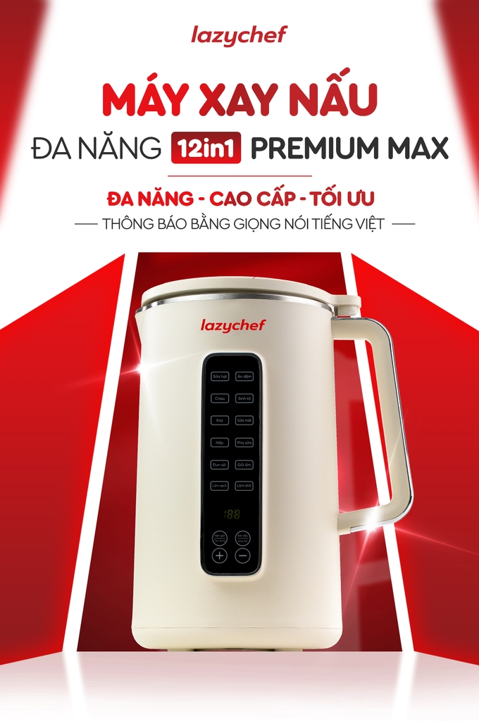 |CÓ GIỌNG NÓI TIẾNG VIỆT| MÁY XAY NẤU ĐA NĂNG 12IN1 PREMIUM MAX TÍCH HỢP GIỌNG NÓI LAZYCHEF