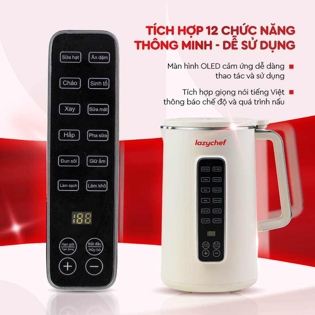 |CÓ GIỌNG NÓI TIẾNG VIỆT| MÁY XAY NẤU ĐA NĂNG 12IN1 PREMIUM MAX, MÁY LÀM SỮA HẠT CHỐNG TRÀO - CHỐNG TRÀN 12IN1 PREMIUM MAX THẾ HỆ MỚI LAZYCHEF