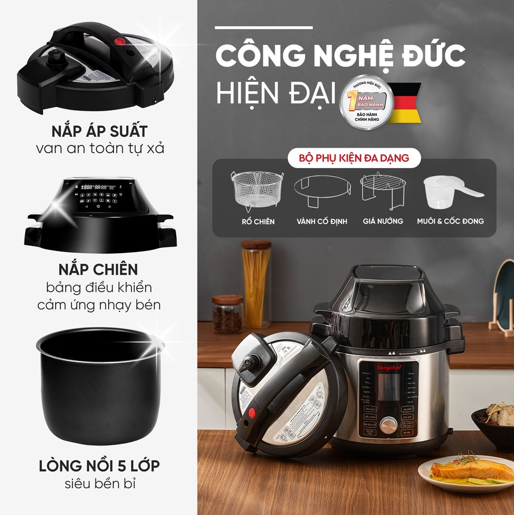 NỒI CHIÊN HẦM ĐA NĂNG 16IN1 LAZYCHEF