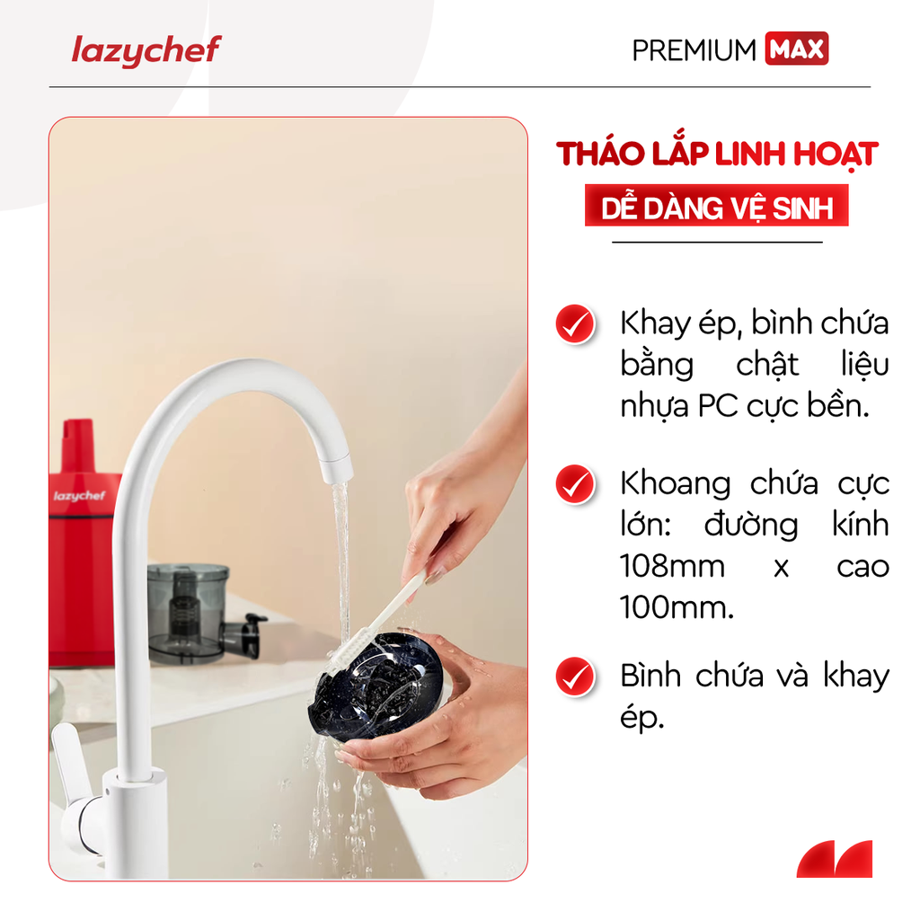 |PHIÊN BẢN CẢI TIẾN TÍCH HỢP VẮT CAM| MÁY ÉP CHẬM PREMIUM MAX LAZYCHEF