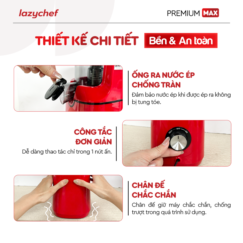 |PHIÊN BẢN CẢI TIẾN TÍCH HỢP VẮT CAM| MÁY ÉP CHẬM PREMIUM MAX LAZYCHEF
