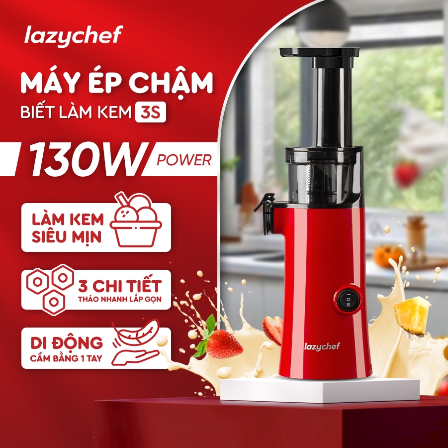 |PHIÊN BẢN MÀU KEM| MÁY ÉP CHẬM BIẾT LÀM KEM 130W LAZYCHEF
