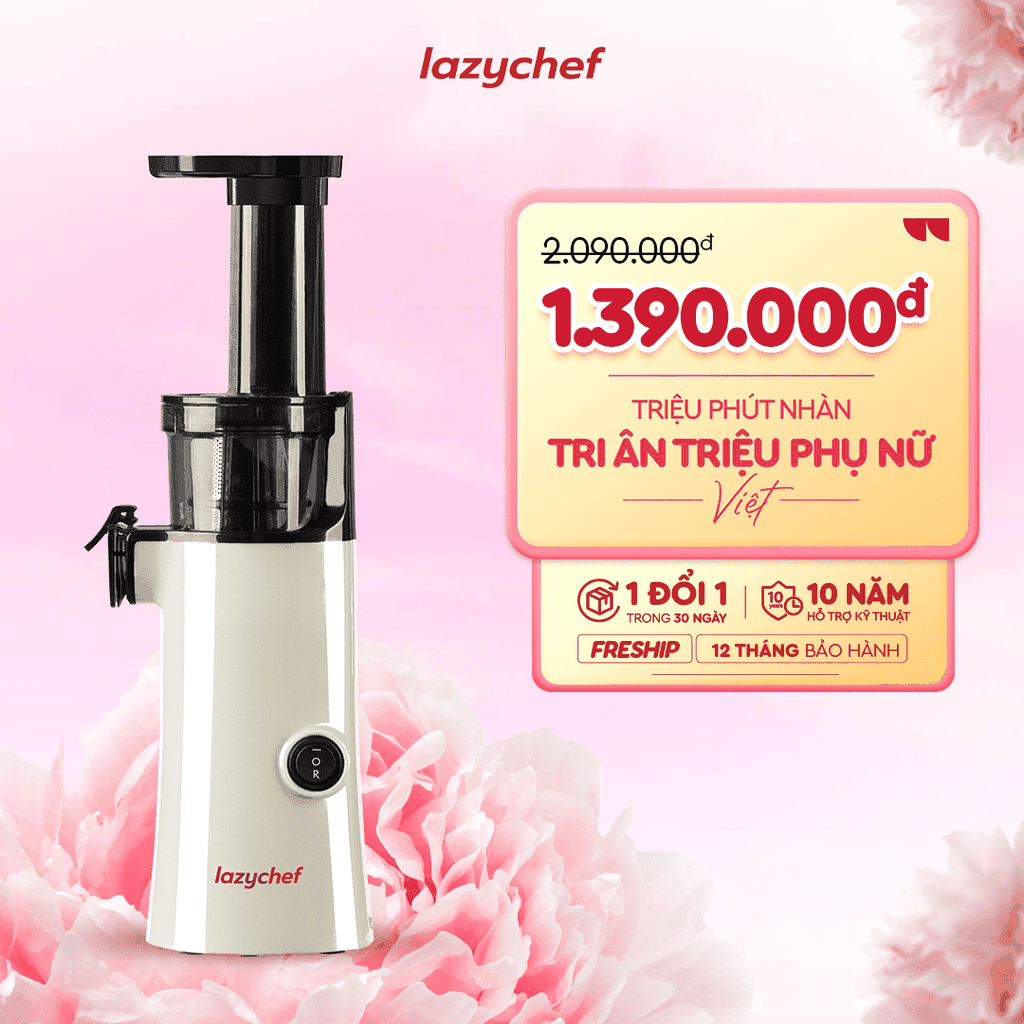 |PHIÊN BẢN MÀU KEM| MÁY ÉP CHẬM BIẾT LÀM KEM 130W LAZYCHEF