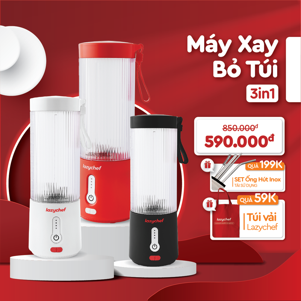 MÁY XAY TÍCH ĐIỆN ĐA NĂNG 3IN1 LAZYCHEF 450ML