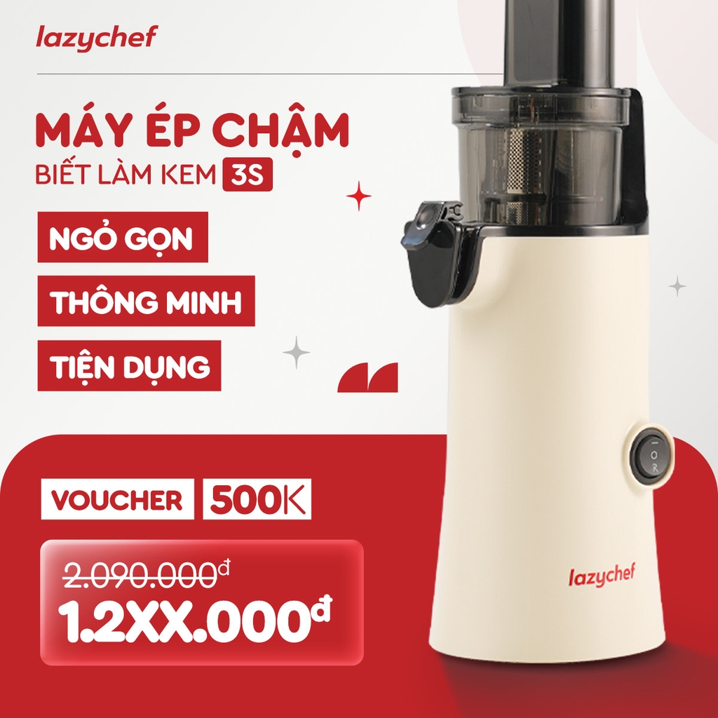 |PHIÊN BẢN MÀU KEM| MÁY ÉP CHẬM BIẾT LÀM KEM 130W LAZYCHEF