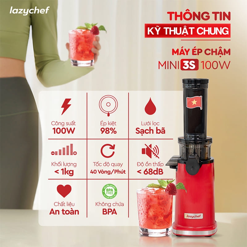 Máy ép chậm mini 3S LC-02ME Lazychef