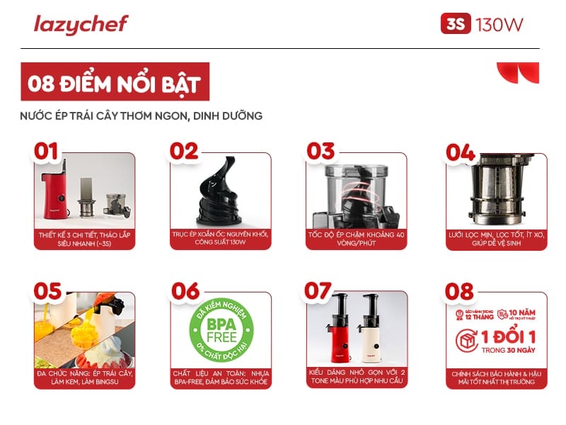 Máy ép chậm biết làm kem 3S (dòng130W)