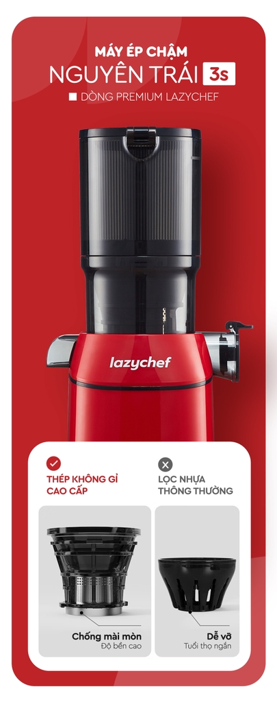 [BÁN CHẠY NHẤT] Máy ép chậm nguyên quả 3S Premium Lazychef