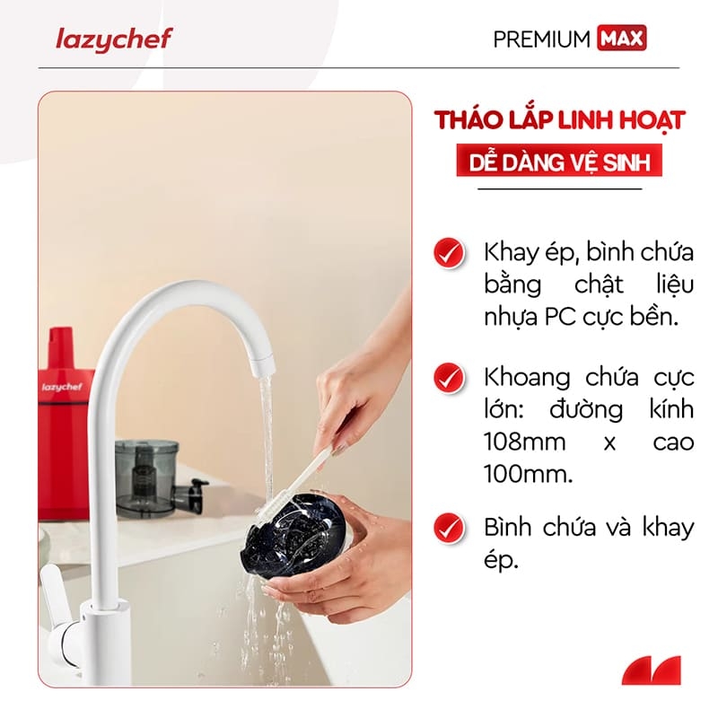 PHIÊN BẢN CẢI TIẾN TÍCH HỢP VẮT CAM - MÁY ÉP CHẬM PREMIUM MAX LAZYCHEF