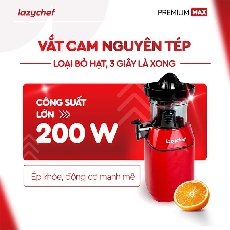 PHIÊN BẢN CẢI TIẾN TÍCH HỢP VẮT CAM - MÁY ÉP CHẬM PREMIUM MAX LAZYCHEF