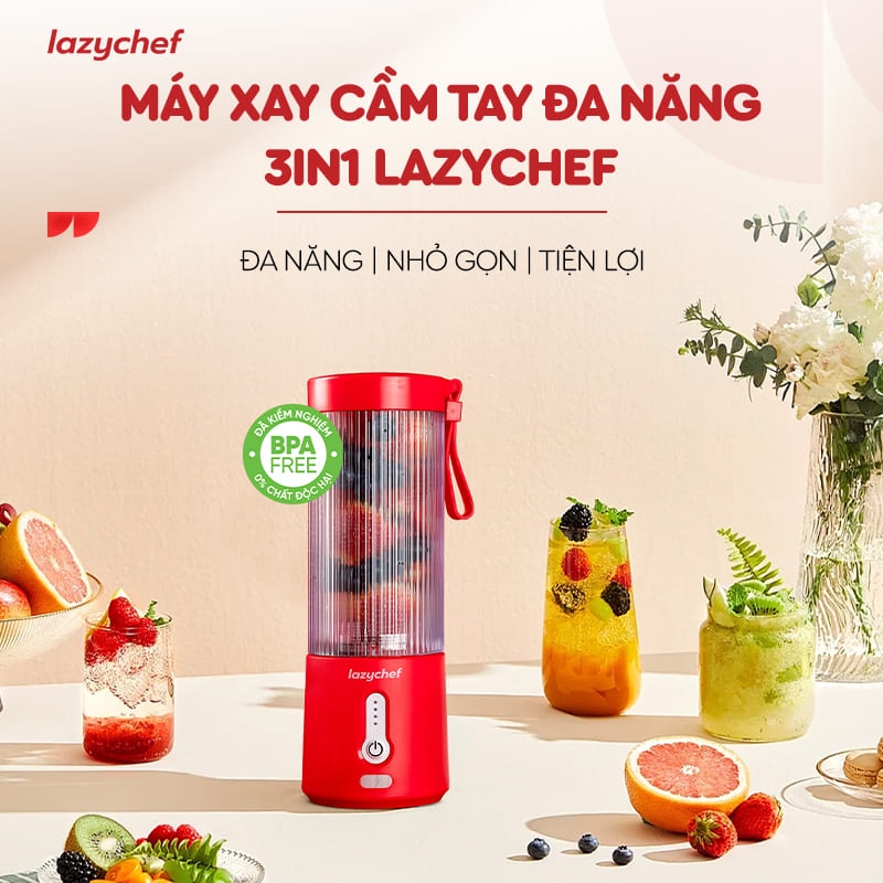 MÁY XAY TÍCH ĐIỆN ĐA NĂNG 3IN1 LAZYCHEF 450ML