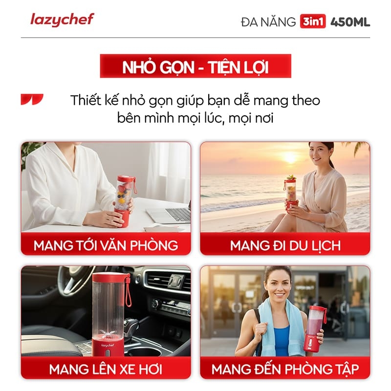 MÁY XAY TÍCH ĐIỆN ĐA NĂNG 3IN1 LAZYCHEF 450ML