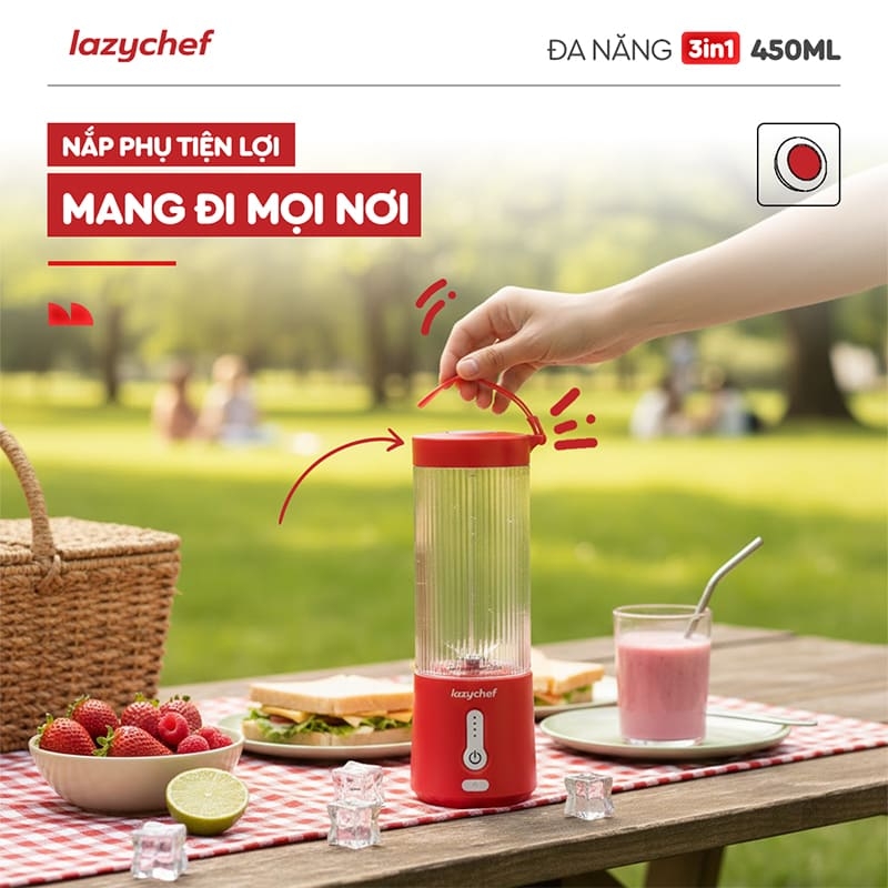 MÁY XAY TÍCH ĐIỆN ĐA NĂNG 3IN1 LAZYCHEF 450ML