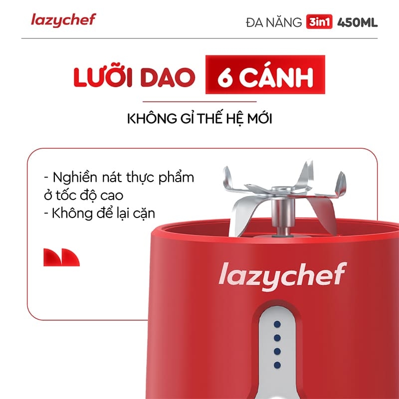 MÁY XAY TÍCH ĐIỆN ĐA NĂNG 3IN1 LAZYCHEF 450ML