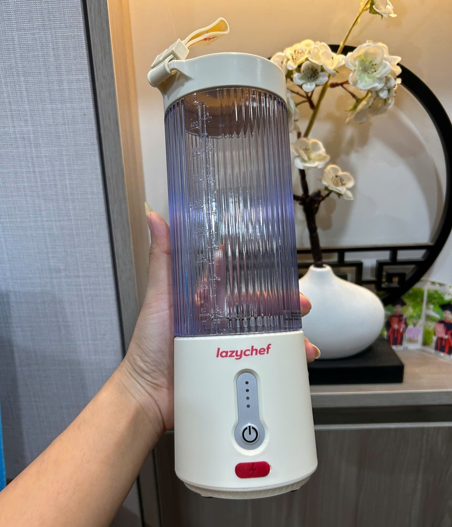 [PHIÊN BẢN MÀU KEM MỚI NHẤT] MÁY XAY TÍCH ĐIỆN ĐA NĂNG 3IN1 LAZYCHEF 450ML