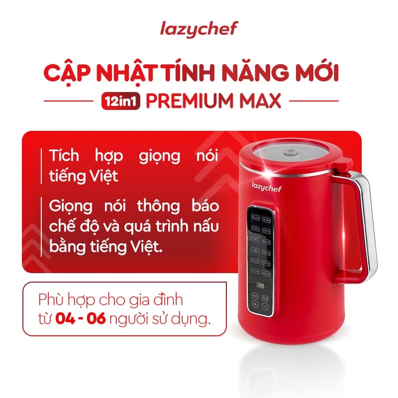 |CÓ GIỌNG NÓI TIẾNG VIỆT| MÁY XAY NẤU ĐA NĂNG 12IN1 PREMIUM MAX, MÁY LÀM SỮA HẠT CHỐNG TRÀO - CHỐNG TRÀN 12IN1 PREMIUM MAX THẾ HỆ MỚI LAZYCHEF