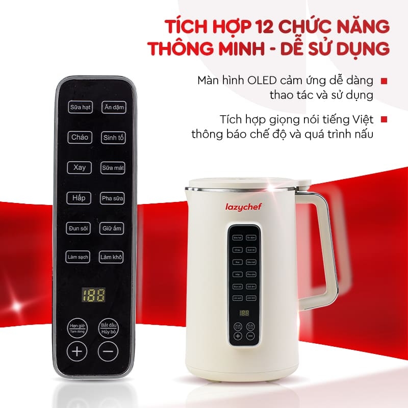 |CÓ GIỌNG NÓI TIẾNG VIỆT| MÁY XAY NẤU ĐA NĂNG 12IN1 PREMIUM MAX, MÁY LÀM SỮA HẠT CHỐNG TRÀO - CHỐNG TRÀN 12IN1 PREMIUM MAX THẾ HỆ MỚI LAZYCHEF