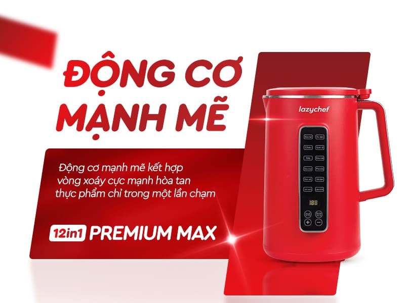|CÓ GIỌNG NÓI TIẾNG VIỆT| MÁY XAY NẤU ĐA NĂNG 12IN1 PREMIUM MAX, MÁY LÀM SỮA HẠT CHỐNG TRÀO - CHỐNG TRÀN 12IN1 PREMIUM MAX THẾ HỆ MỚI LAZYCHEF