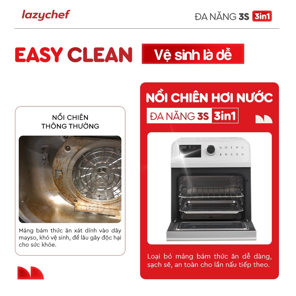 |HOT| Nồi Chiên Không Dầu Hơi Nước LazyChef 16L, Lò Nướng Đa Năng Cao Cấp 8in1, Dây Mayso Ẩn Dễ Vệ Sinh, Bảo Hành Chính Hãng 24 Tháng