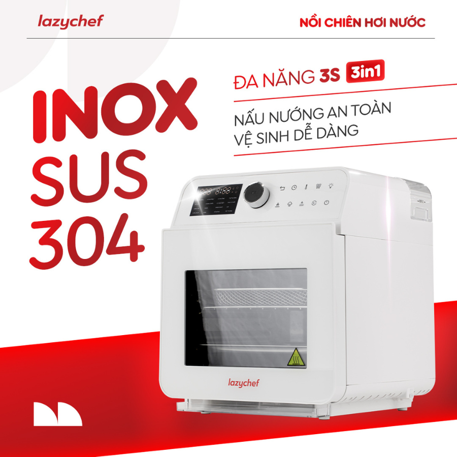 |HOT| NỒI CHIÊN HƠI NƯỚC ĐA NĂNG 3S LAZYCHEF 16L