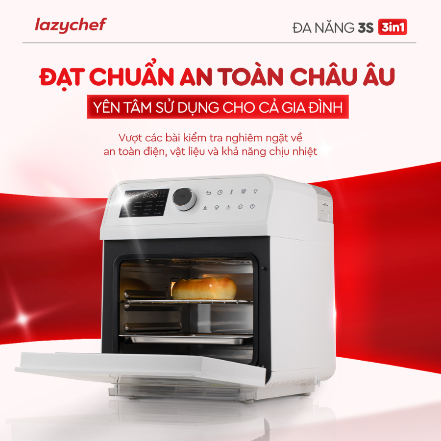 |HOT| NỒI CHIÊN HƠI NƯỚC ĐA NĂNG 3S LAZYCHEF 16L