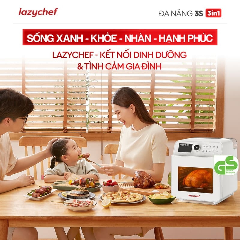 |HOT| Nồi Chiên Không Dầu Hơi Nước LazyChef 16L, Lò Nướng Đa Năng Cao Cấp 8in1, Dây Mayso Ẩn Dễ Vệ Sinh, Bảo Hành Chính Hãng 24 Tháng