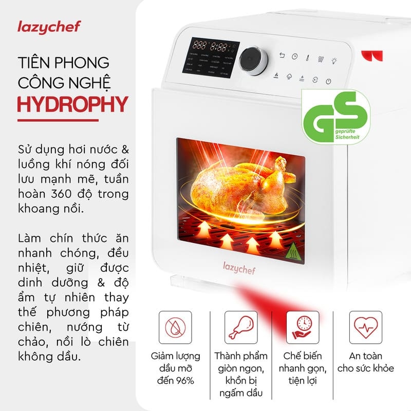 |HOT| Nồi Chiên Không Dầu Hơi Nước LazyChef 16L, Lò Nướng Đa Năng Cao Cấp 8in1, Dây Mayso Ẩn Dễ Vệ Sinh, Bảo Hành Chính Hãng 24 Tháng