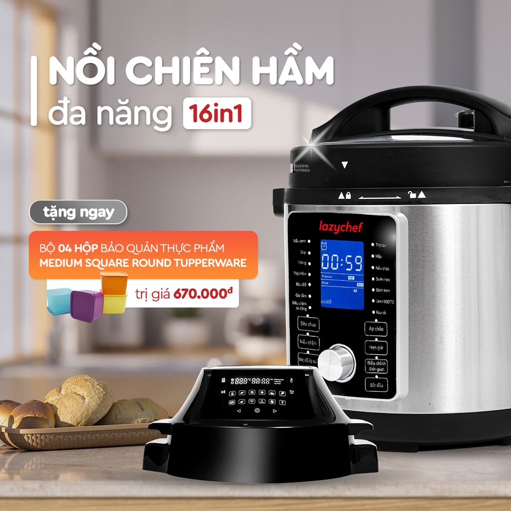 NỒI CHIÊN HẦM ĐA NĂNG 16IN1 LAZYCHEF