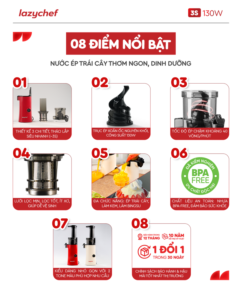 Máy ép chậm biết làm kem 3S (dòng130W)