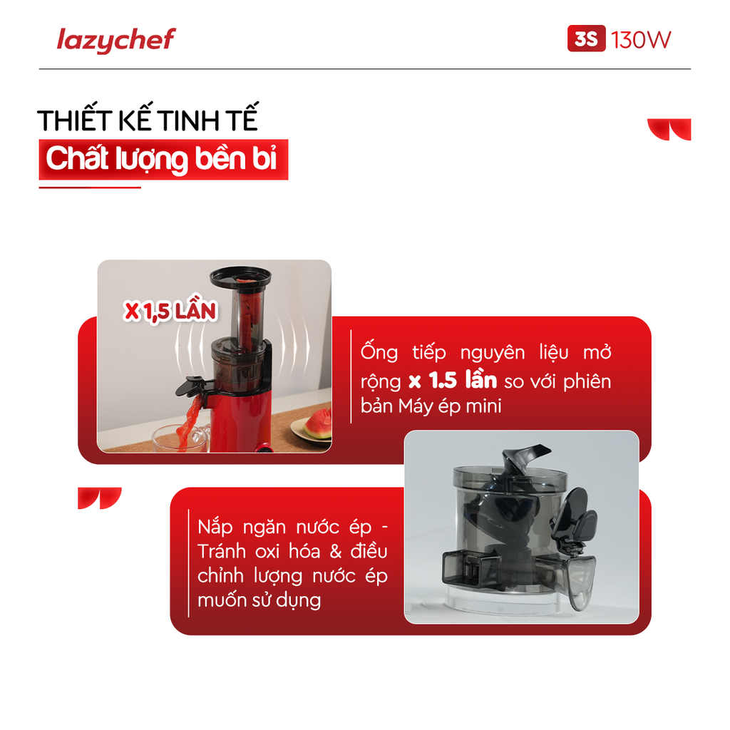 |PHIÊN BẢN MÀU KEM| MÁY ÉP CHẬM BIẾT LÀM KEM 130W LAZYCHEF