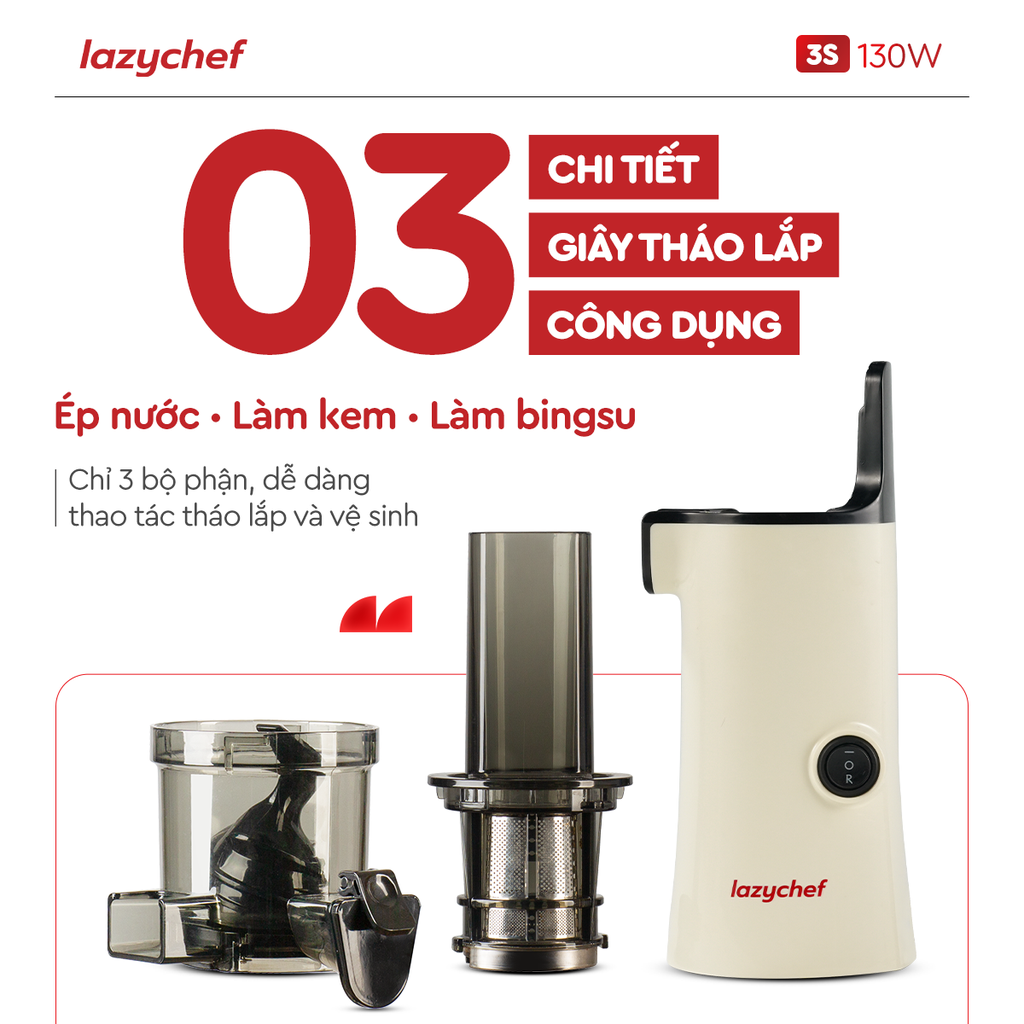[Chạm Chill] Máy ép chậm 130w + Máy xay cầm tay 3in Lazychef
