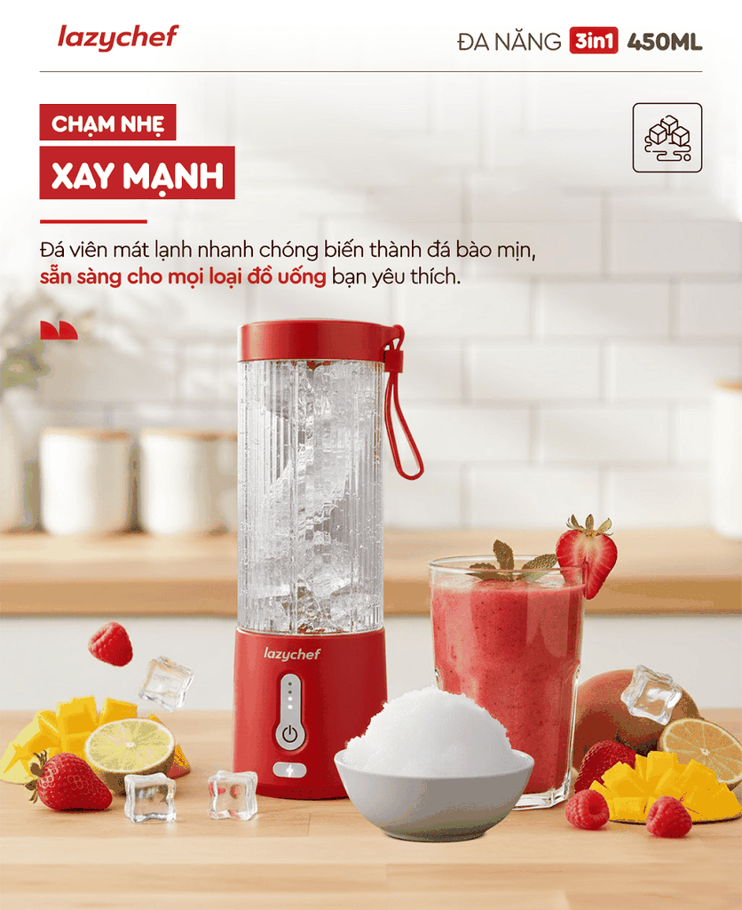 [Chạm Chill] Máy ép chậm 130w + Máy xay cầm tay 3in Lazychef