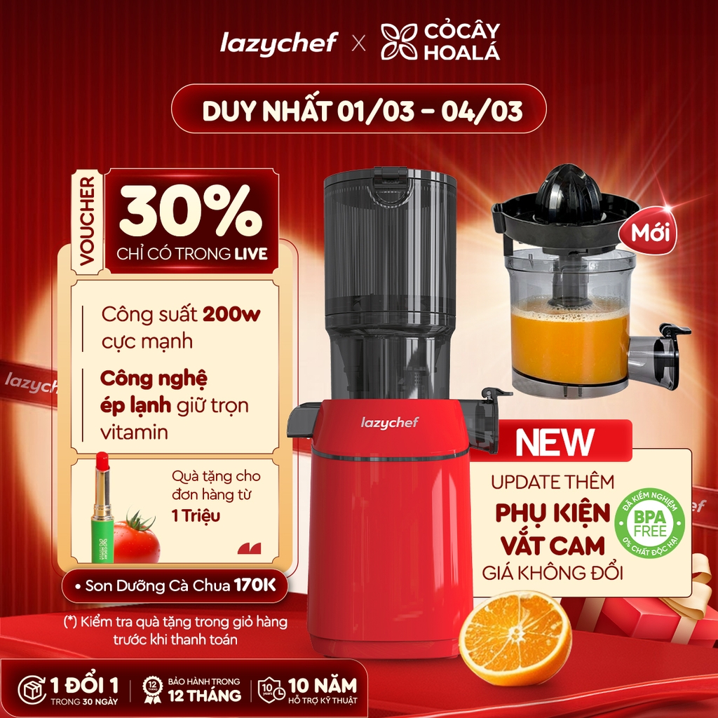 |PHIÊN BẢN CẢI TIẾN TÍCH HỢP VẮT CAM| MÁY ÉP CHẬM PREMIUM MAX LAZYCHEF