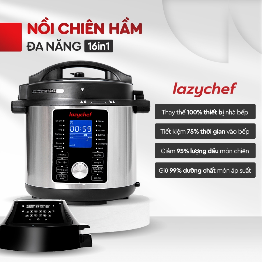 NỒI CHIÊN HẦM ĐA NĂNG 16IN1 LAZYCHEF