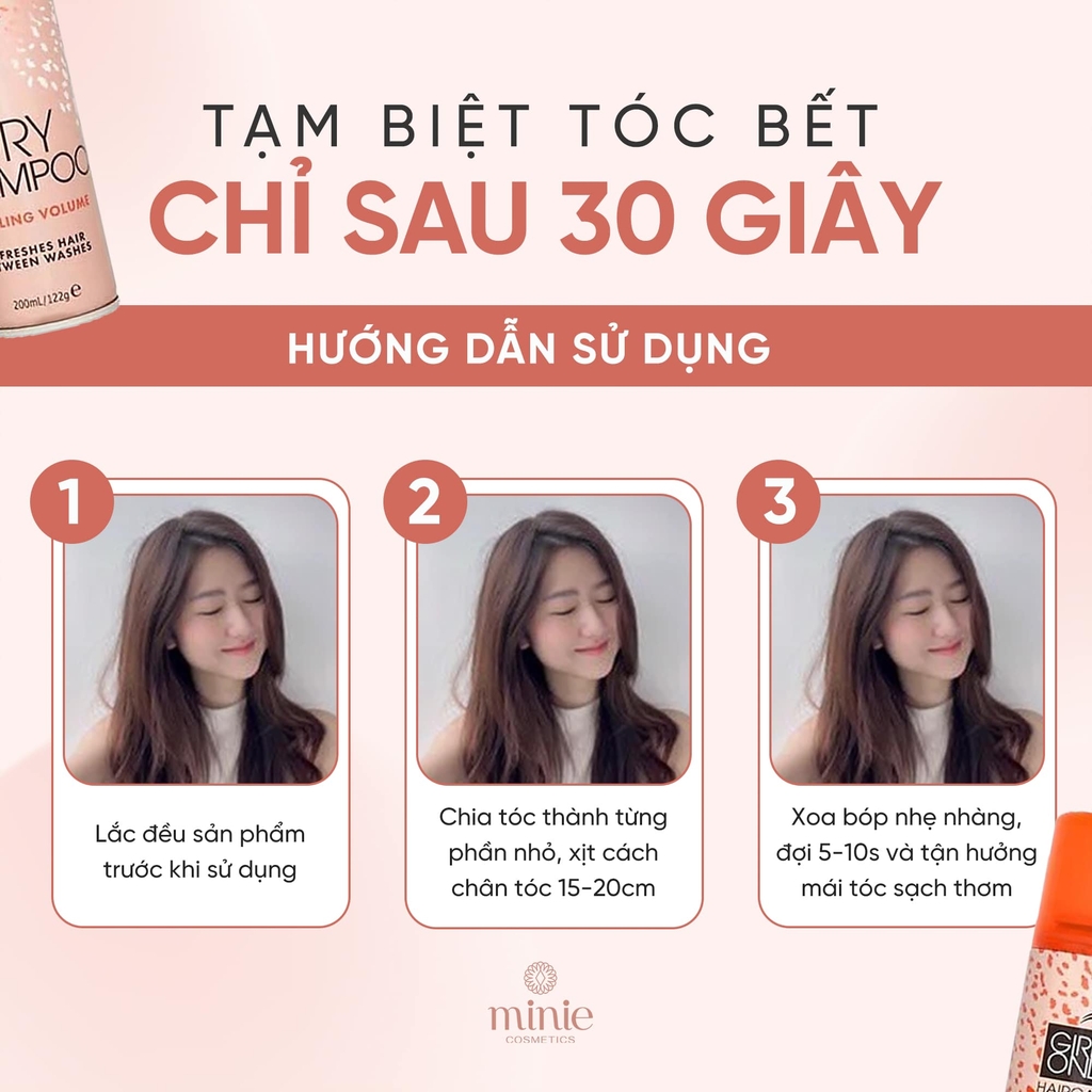 Dầu Gội Khô Làm Sạch Tóc Nếp Và Căng Phồng Vào Girlz Only Dry Shampoo Dazzling Volume 200ml